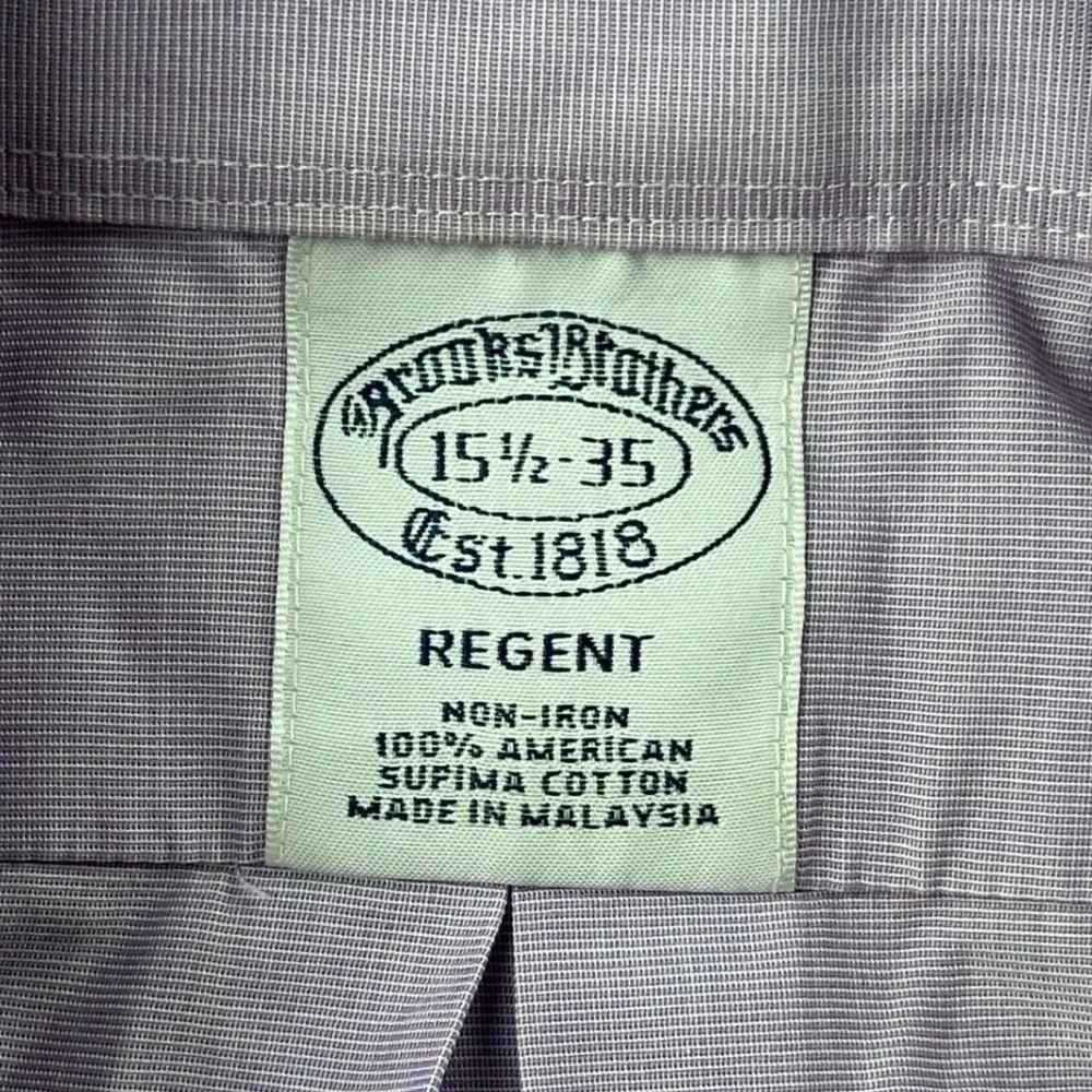 Brooks Brothers Dress Shirt Mens 15.5 35 Regent Purple Supima 100% Cotton‎
